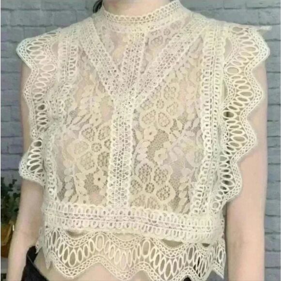 Elegant Lace Cream Top - Picture 1 of 12